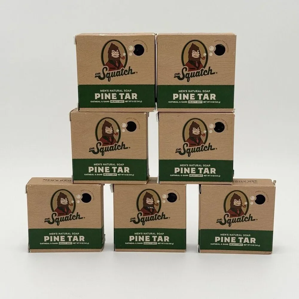 Dr. Squatch Lot of 7 Seven Brand New Bars of Heavy Grit Soap Pine Tar Oatmeal an
